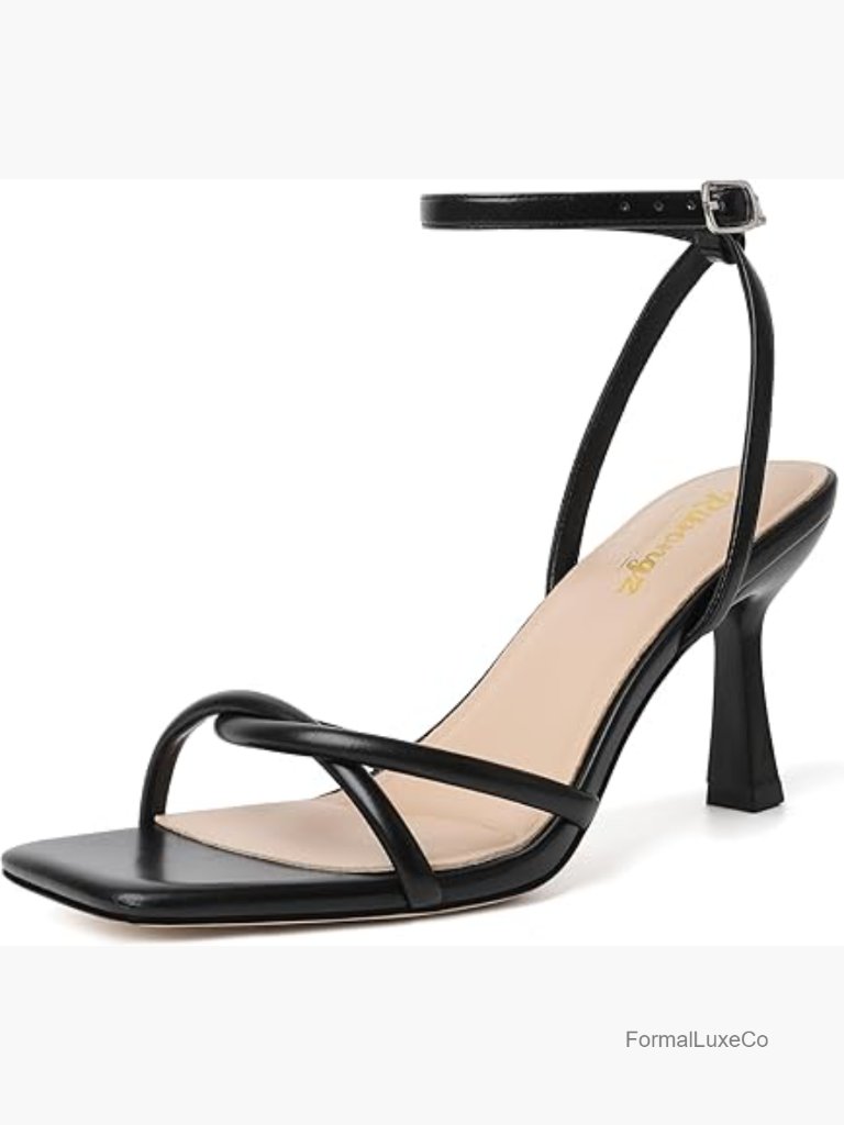 Strappy Square Open Toe Kitten Heels Sandals Lace Up Ankle Strap Wedding Prom